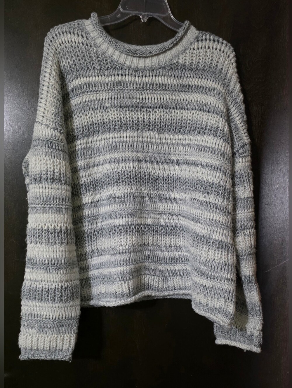 💢4For$20 Time And Tru Cozy Oversized Cable Knit Sweater Gray & Cream Size XXL